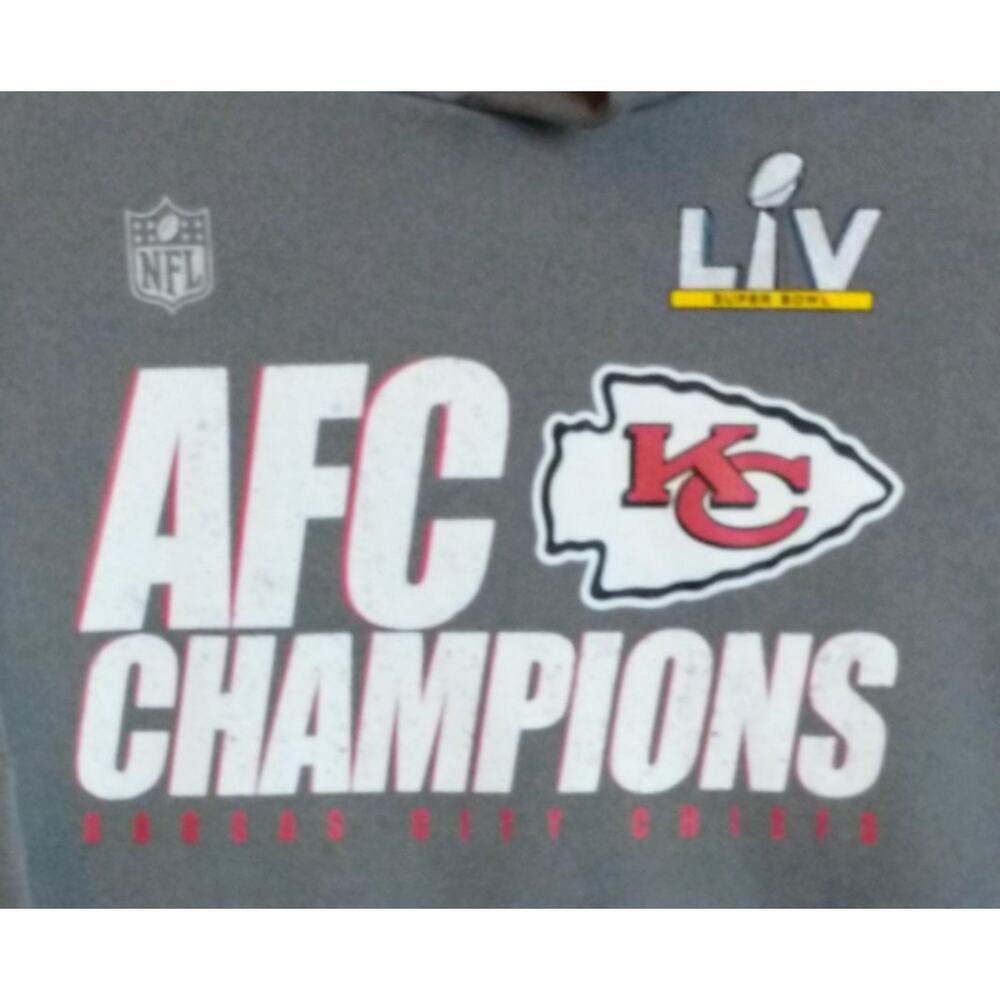 Nike Kansas City Chiefs Hoodie AFC Champions. Youth Medium. Gray.